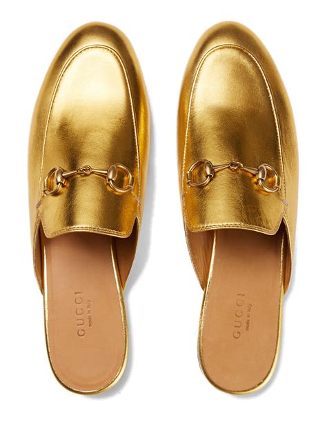 gucci gold metallic loafers|gucci fur loafer.